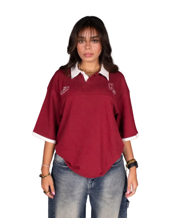 Unisex Burgundy Polo    - (LA FLAME) - Image 3